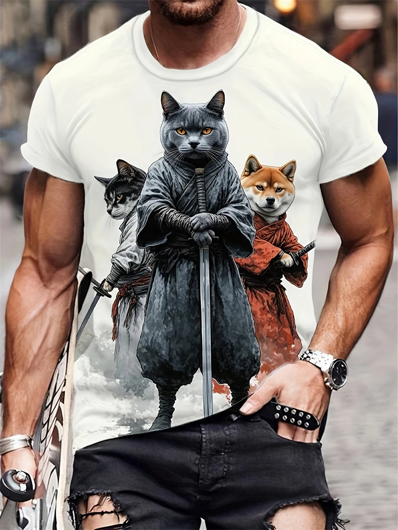 Fashion Ethnic Wear For Men - Camiseta Masculina com Estampa Tribal Polinésia,