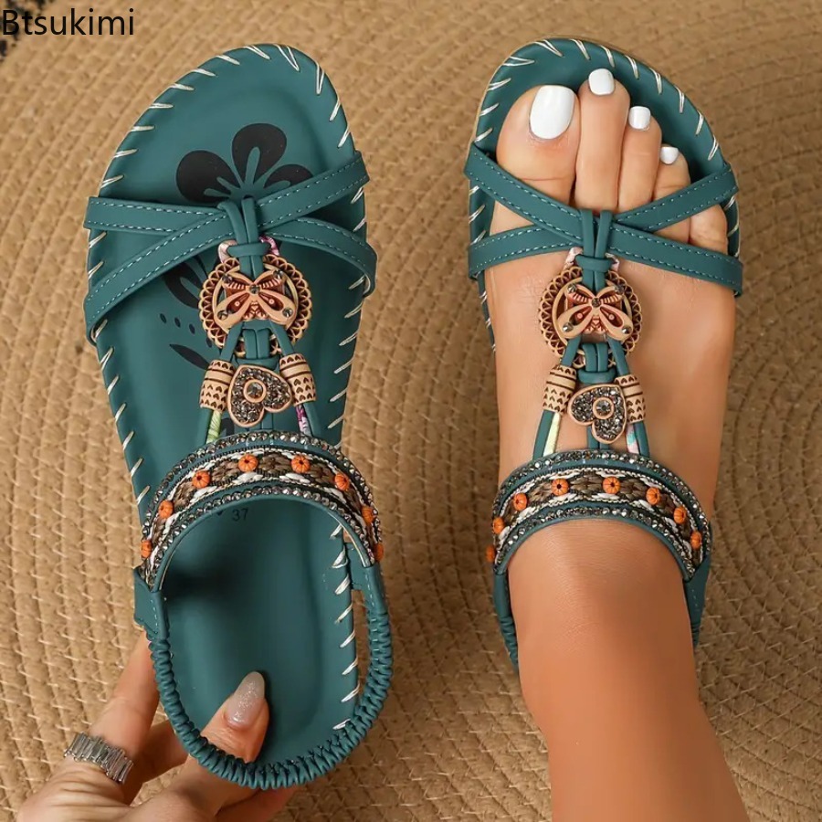 Ethnic And Fashion - Sandálias Boêmias Femininas para Praia e